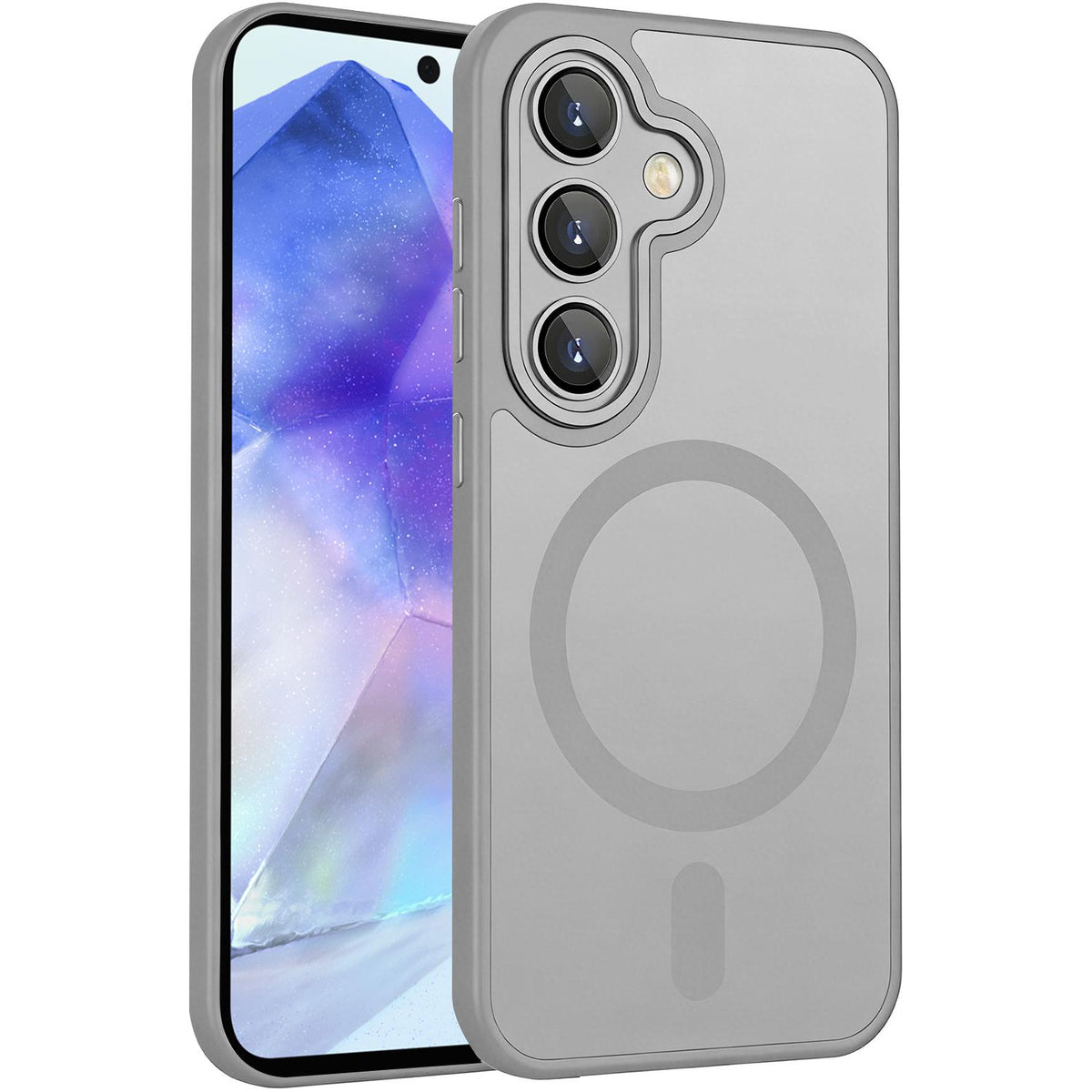 For Galaxy A55 5G XDcase Skin Feel Magnetic Frosted Phone Case with Lens Film - Grey - EDA009873210C