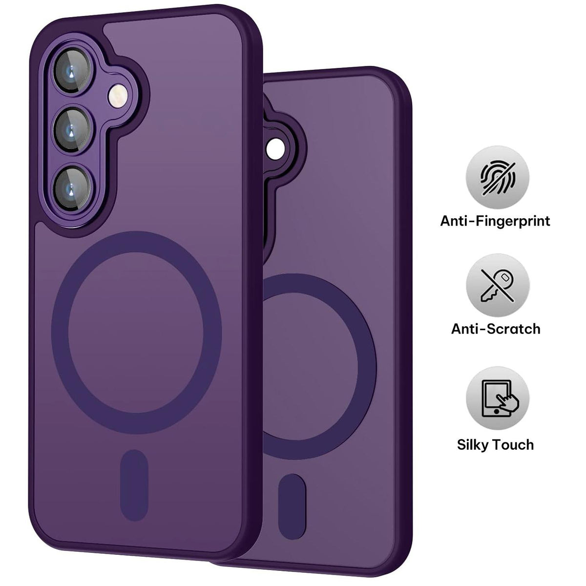For Galaxy A55 5G XDcase Skin Feel Magnetic Frosted Phone Case with Lens Film - Purple - EDA009873210E