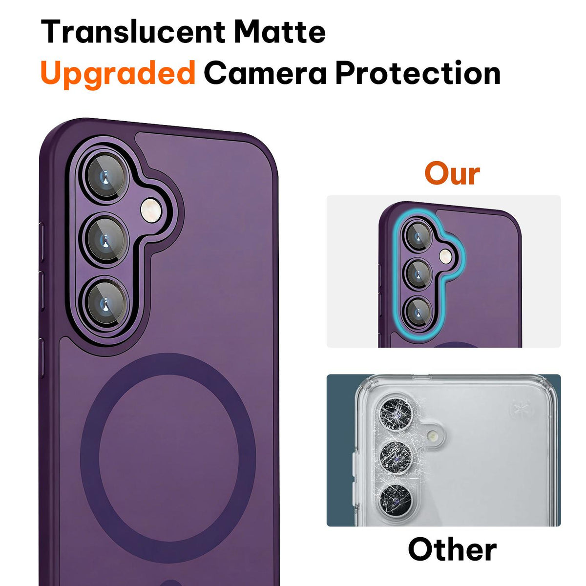 For Galaxy A55 5G XDcase Skin Feel Magnetic Frosted Phone Case with Lens Film - Purple - EDA009873210E