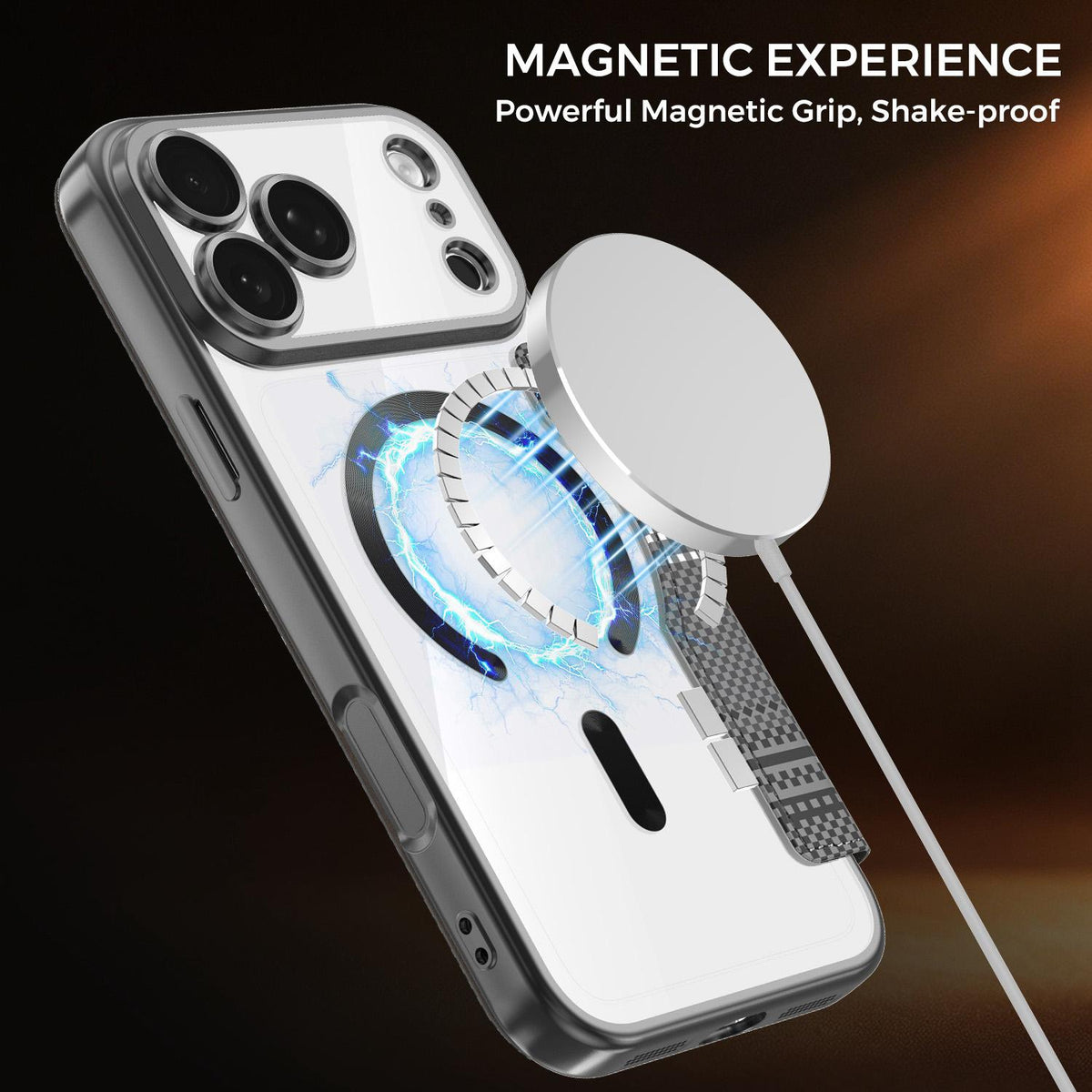 For iPhone 17 Pro Max Color-plaid Shield Magnetic RFID Vegan Leather Phone Case - Black - EDA009873701C