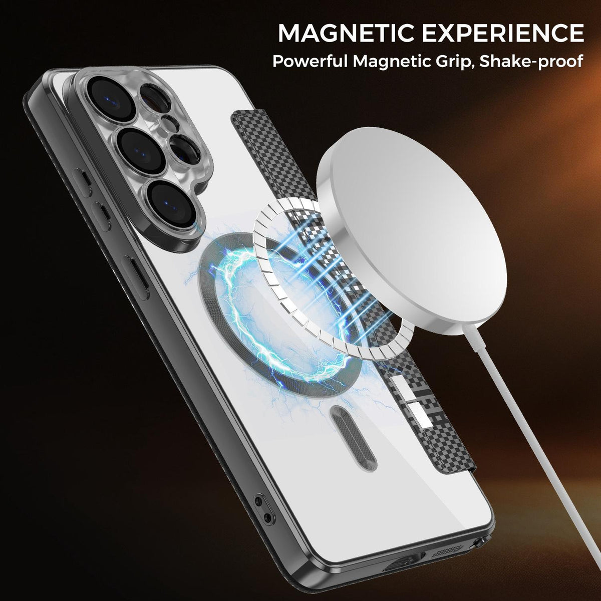 For Galaxy S26 Ultra 5G Color-plaid Shield Magnetic RFID Vegan Leather Phone Case - Black - EDA009874703C