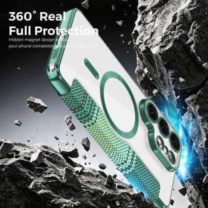 For Galaxy S26 Ultra 5G Color-plaid Shield Magnetic RFID Vegan Leather Phone Case - Green - EDA009874703F