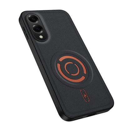 For Galaxy S25 Edge 5G WANLONFENG Tech Fabric Texture Magnetic PC Hybrid TPU Phone Case(Black)
