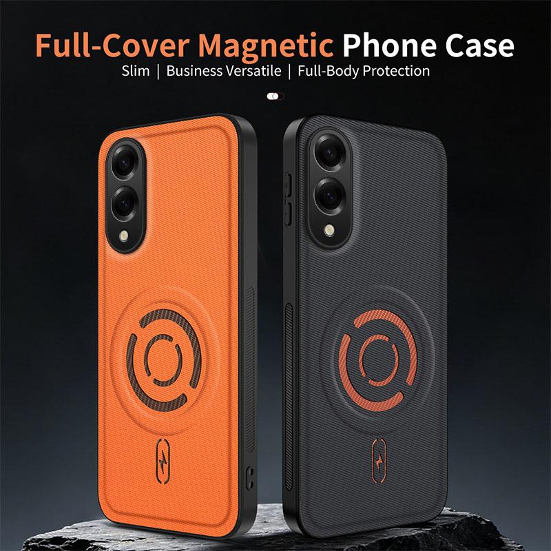 For Galaxy S25 Edge 5G WANLONFENG Tech Fabric Texture Magnetic PC Hybrid TPU Phone Case(Blue)