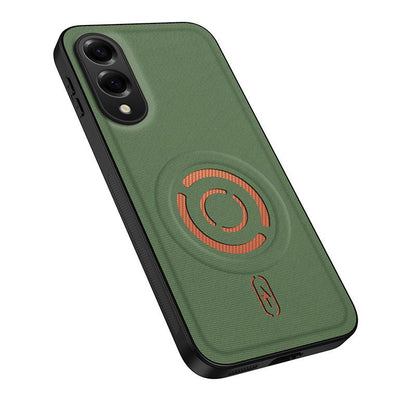 For Galaxy S25 Edge 5G WANLONFENG Tech Fabric Texture Magnetic PC Hybrid TPU Phone Case(Green)