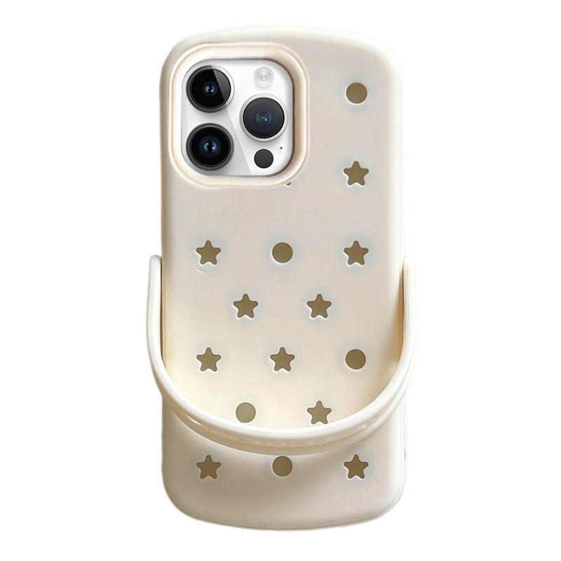 For iPhone 13 Pro Five-pointed Star Hole Slippers Silicone Phone Case - White - EDA009881917B