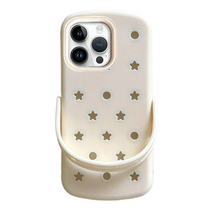 For iPhone 12 Pro Max Five-pointed Star Hole Slippers Silicone Phone Case - White - EDA009881919B