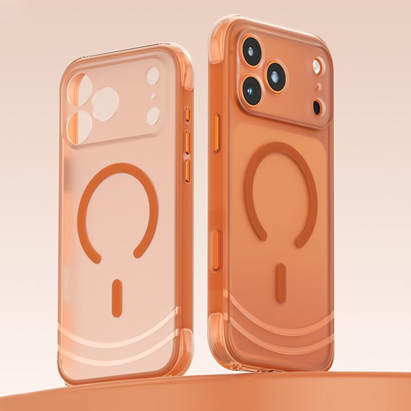For iPhone 17 Pro QN2 Skin-Friendly AirBag Magnetic Shockproof Phone Case - Orange - EDA009883401E