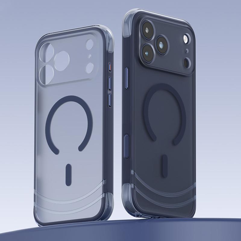 For iPhone 18 Pro QN2 Skin-Friendly AirBag Magnetic Shockproof Phone Case - Dark Blue - EDA009883403D