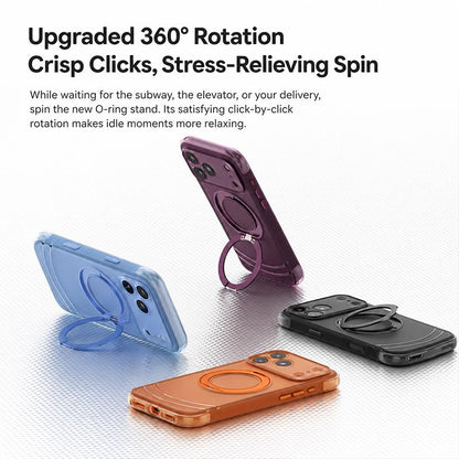 For iPhone 18 Pro Max QN2 Skin-Friendly AirBag Magnetic Shockproof Phone Case with 360 Rotation Holder - Sky Blue - EDA009883602A