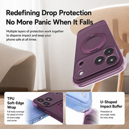 For iPhone 18 Pro Max QN2 Skin-Friendly AirBag Magnetic Shockproof Phone Case with 360 Rotation Holder - Purple - EDA009883602B