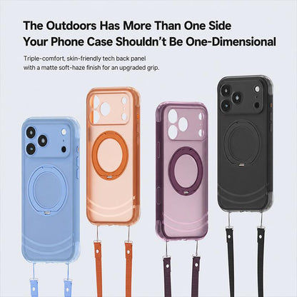For iPhone 18 Pro Max QN2 Skin-Friendly AirBag Magnetic Shockproof Phone Case with 360 Rotation Holder - Black - EDA009883602C