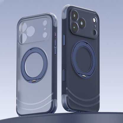 For iPhone 18 Pro Max QN2 Skin-Friendly AirBag Magnetic Shockproof Phone Case with 360 Rotation Holder - Dark Blue - EDA009883602D