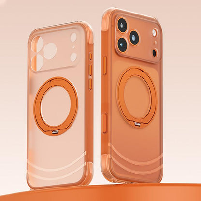 For iPhone 17 Pro Max QN2 Skin-Friendly AirBag Magnetic Shockproof Phone Case with 360 Rotation Holder - Orange - EDA009883603E
