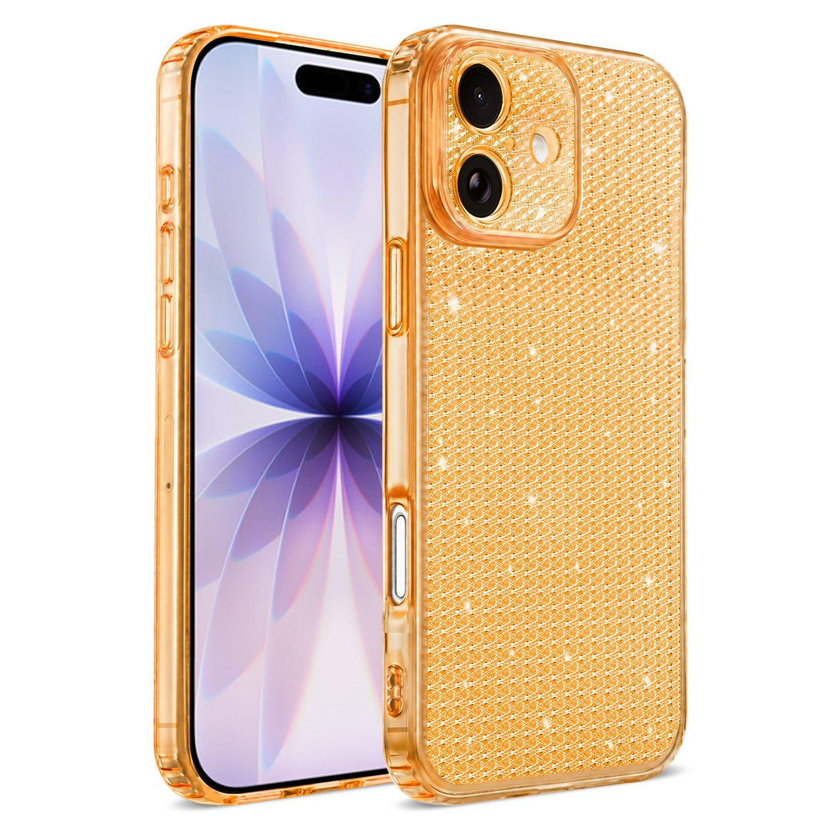For iPhone 18 Sparkling Diamond Glitter Airbag Phone Case - Orange - EDA009883701B