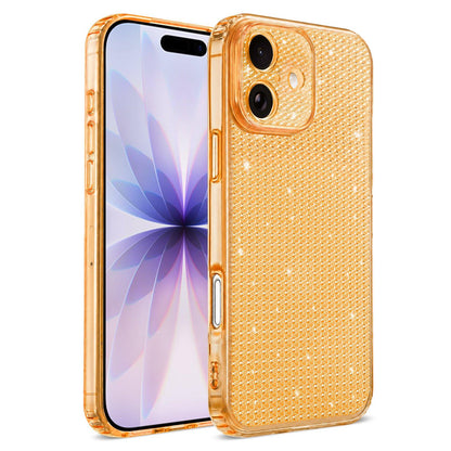 For iPhone 18 Sparkling Diamond Glitter Airbag Phone Case - Orange - EDA009883701B