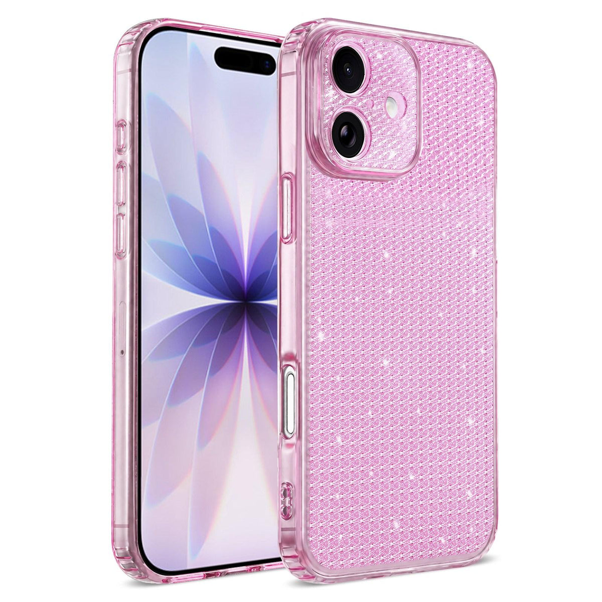 For iPhone 18 Sparkling Diamond Glitter Airbag Phone Case - Pink - EDA009883701C