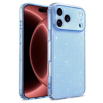 For iPhone 18 Pro Sparkling Diamond Glitter Airbag Phone Case - Blue - EDA009883702E