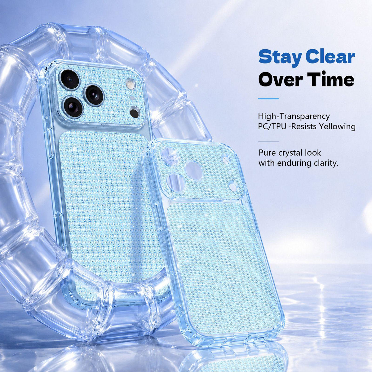 For iPhone 18 Pro Sparkling Diamond Glitter Airbag Phone Case - Blue - EDA009883702E