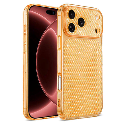 For iPhone 18 Pro Max Sparkling Diamond Glitter Airbag Phone Case - Orange - EDA009883703B