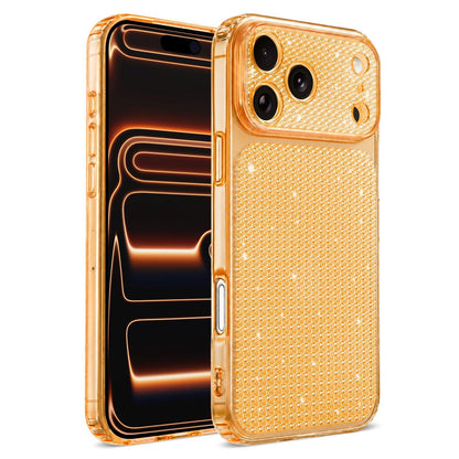 For iPhone 17 Pro Max Sparkling Diamond Glitter Airbag Phone Case - Orange - EDA009883704B