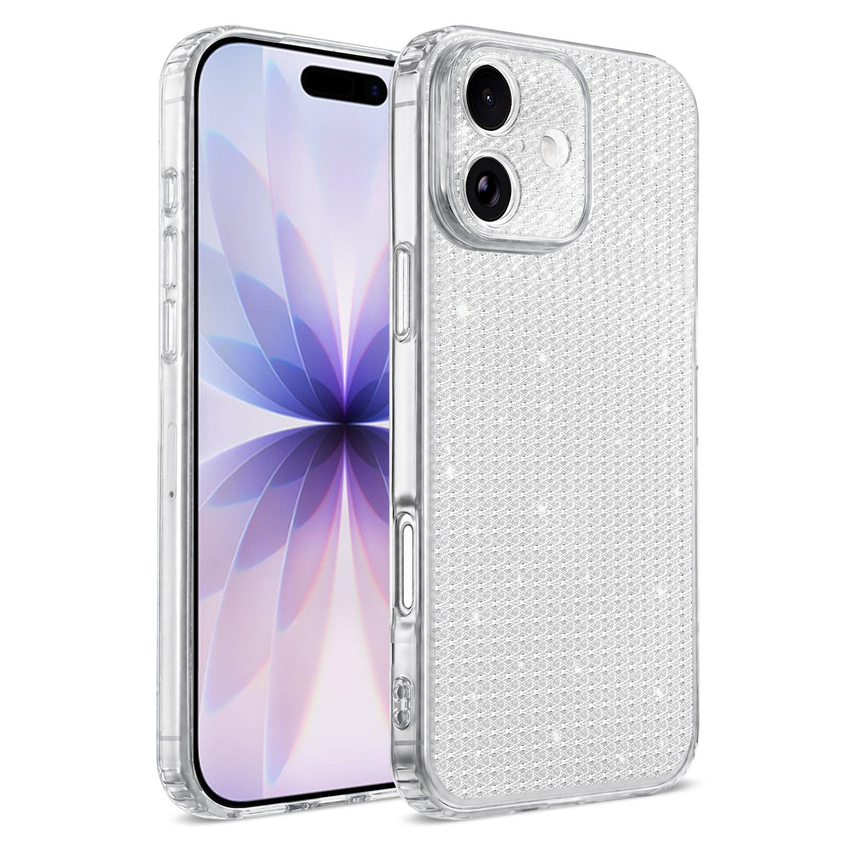 For iPhone 17 Sparkling Diamond Glitter Airbag Phone Case - White - EDA009883706A