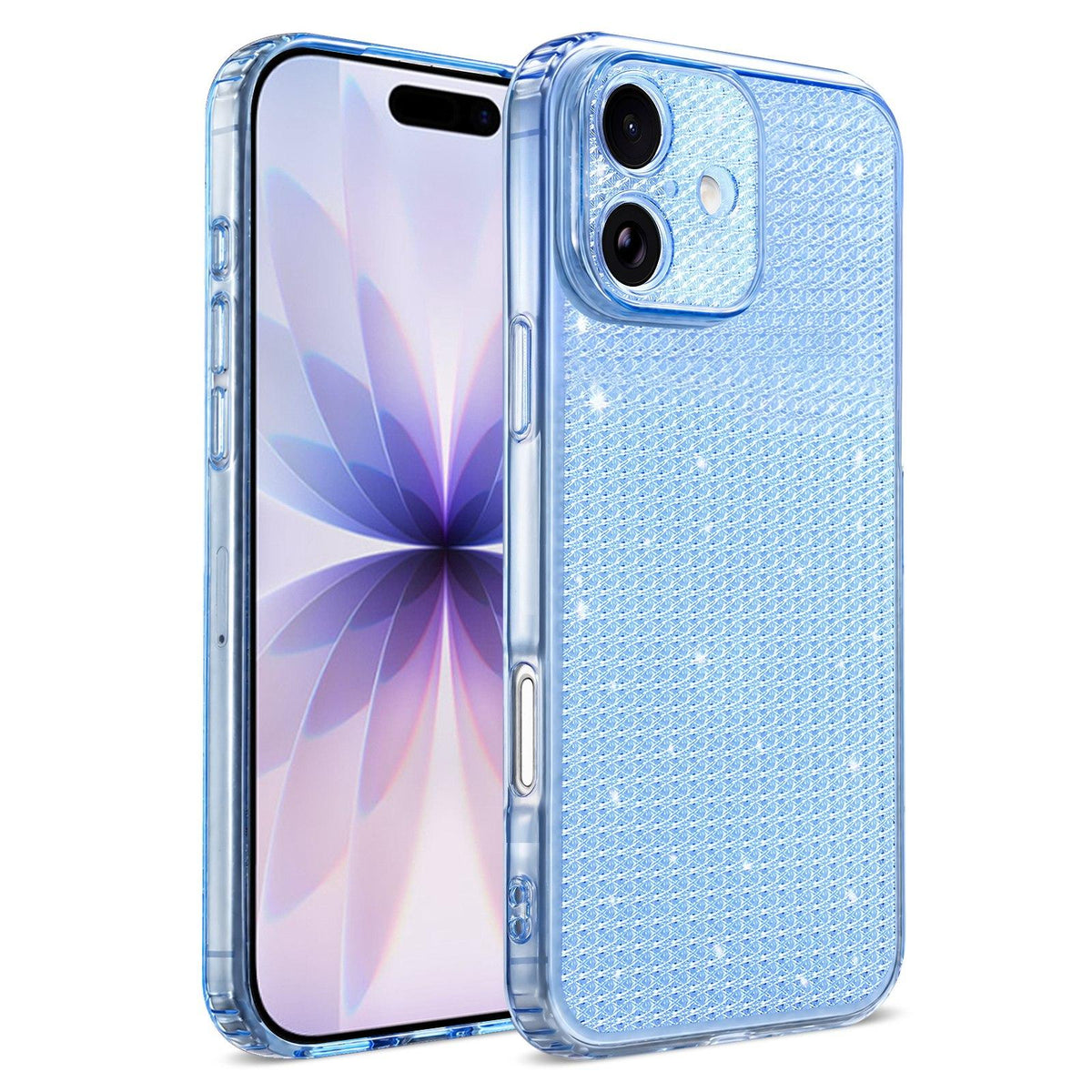 For iPhone 17 Sparkling Diamond Glitter Airbag Phone Case - Blue - EDA009883706E