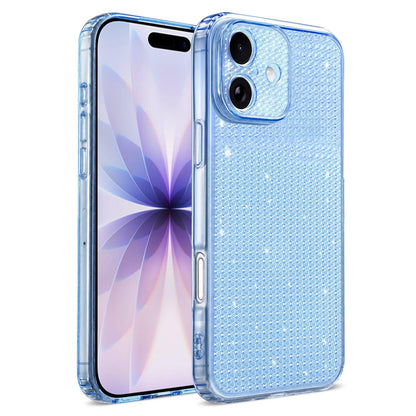 For iPhone 17 Sparkling Diamond Glitter Airbag Phone Case - Blue - EDA009883706E
