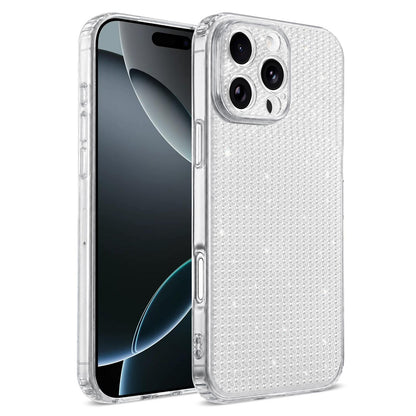 For iPhone 16 Pro Sparkling Diamond Glitter Airbag Phone Case - White - EDA009883708A