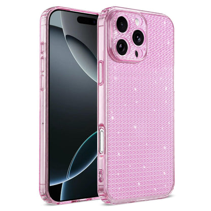 For iPhone 16 Pro Sparkling Diamond Glitter Airbag Phone Case - Pink - EDA009883708C