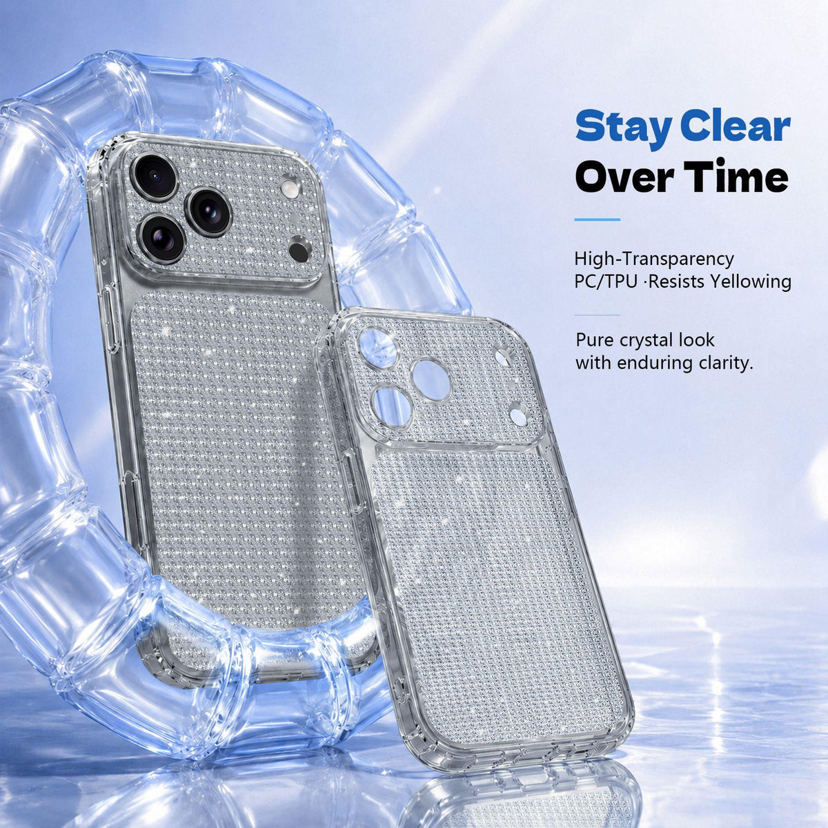 For iPhone 16 Pro Sparkling Diamond Glitter Airbag Phone Case - Black - EDA009883708D