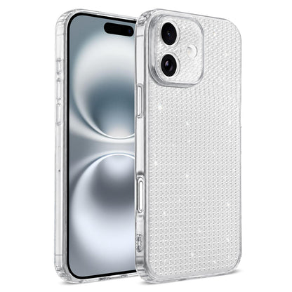 For iPhone 16 Sparkling Diamond Glitter Airbag Phone Case - White - EDA009883709A