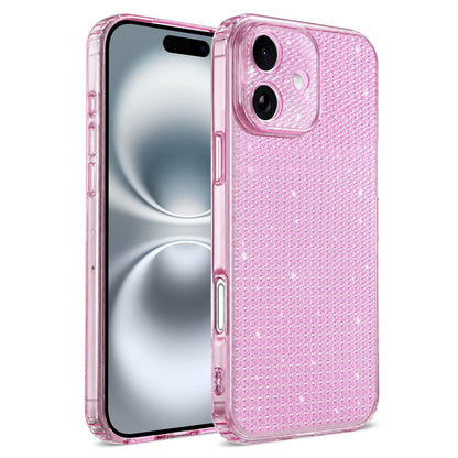 For iPhone 16 Sparkling Diamond Glitter Airbag Phone Case - Pink - EDA009883709C