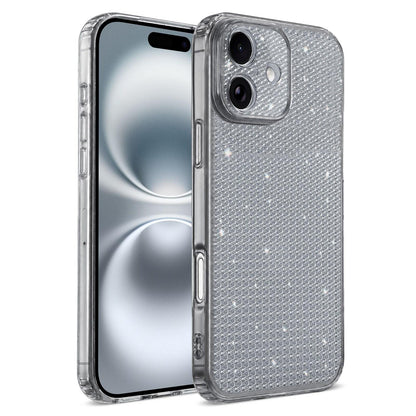 For iPhone 16 Sparkling Diamond Glitter Airbag Phone Case - Black - EDA009883709D