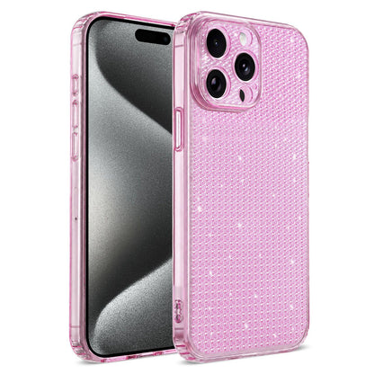 For iPhone 15 Pro Sparkling Diamond Glitter Airbag Phone Case - Pink - EDA009883711C