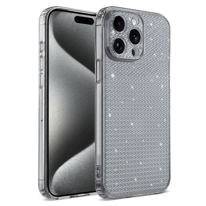 For iPhone 15 Pro Sparkling Diamond Glitter Airbag Phone Case - Black - EDA009883711D