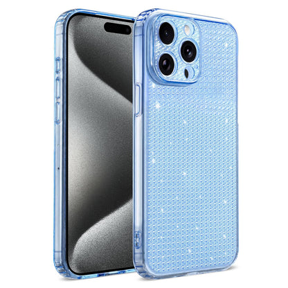 For iPhone 15 Pro Sparkling Diamond Glitter Airbag Phone Case - Blue - EDA009883711E