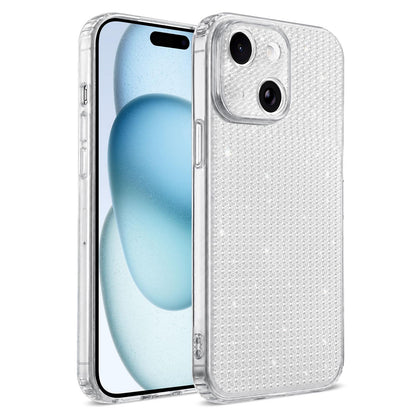 For iPhone 15 Sparkling Diamond Glitter Airbag Phone Case - White - EDA009883712A