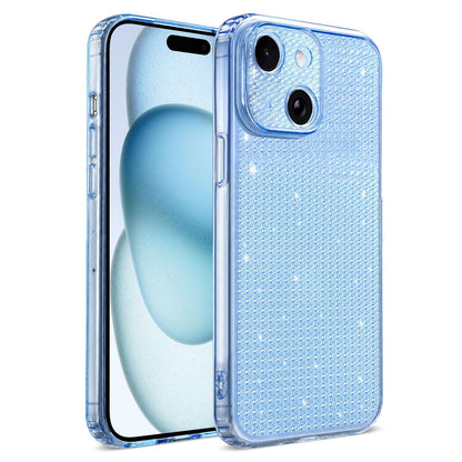 For iPhone 15 Sparkling Diamond Glitter Airbag Phone Case - Blue - EDA009883712E