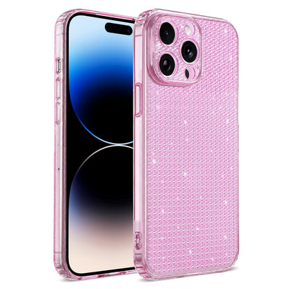 For iPhone 14 Pro Sparkling Diamond Glitter Airbag Phone Case - Pink - EDA009883713C