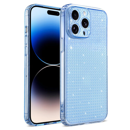 For iPhone 14 Pro Sparkling Diamond Glitter Airbag Phone Case - Blue - EDA009883713E