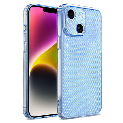 For iPhone 14 Sparkling Diamond Glitter Airbag Phone Case - Blue - EDA009883714E