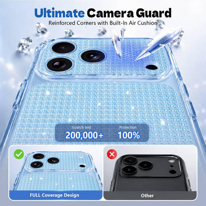 For iPhone 14 Sparkling Diamond Glitter Airbag Phone Case - Blue - EDA009883714E