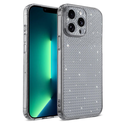 For iPhone 13 Pro Max Sparkling Diamond Glitter Airbag Phone Case - Black - EDA009883716D