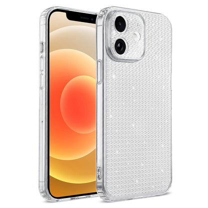 For iPhone 12 Sparkling Diamond Glitter Airbag Phone Case - White - EDA009883719A