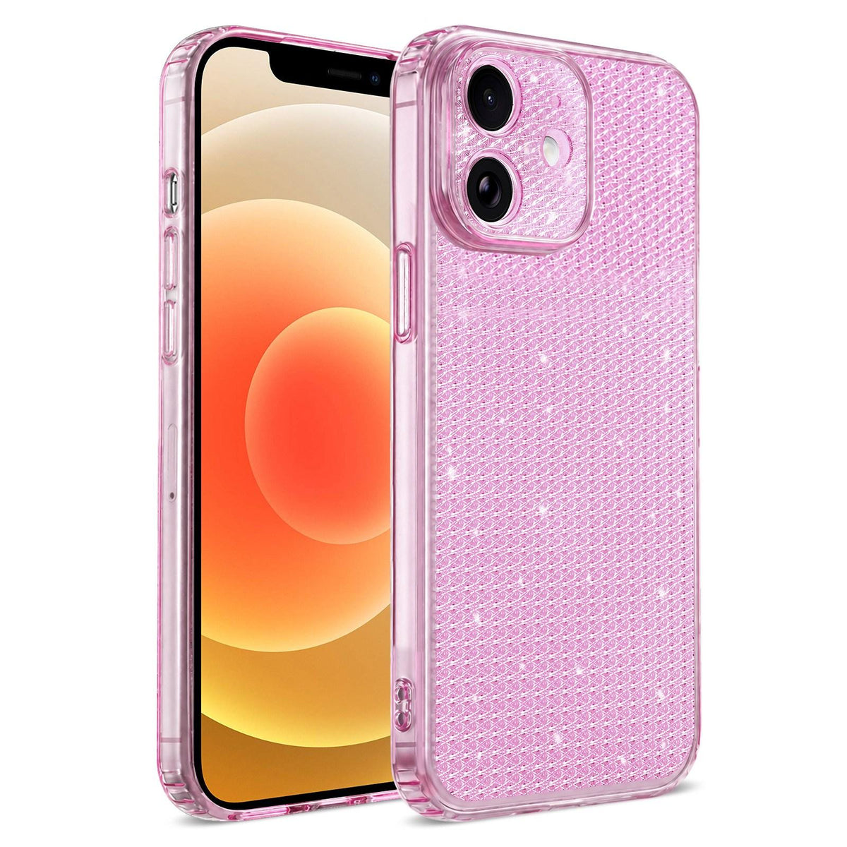 For iPhone 12 Sparkling Diamond Glitter Airbag Phone Case - Pink - EDA009883719C