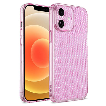 For iPhone 12 Sparkling Diamond Glitter Airbag Phone Case - Pink - EDA009883719C