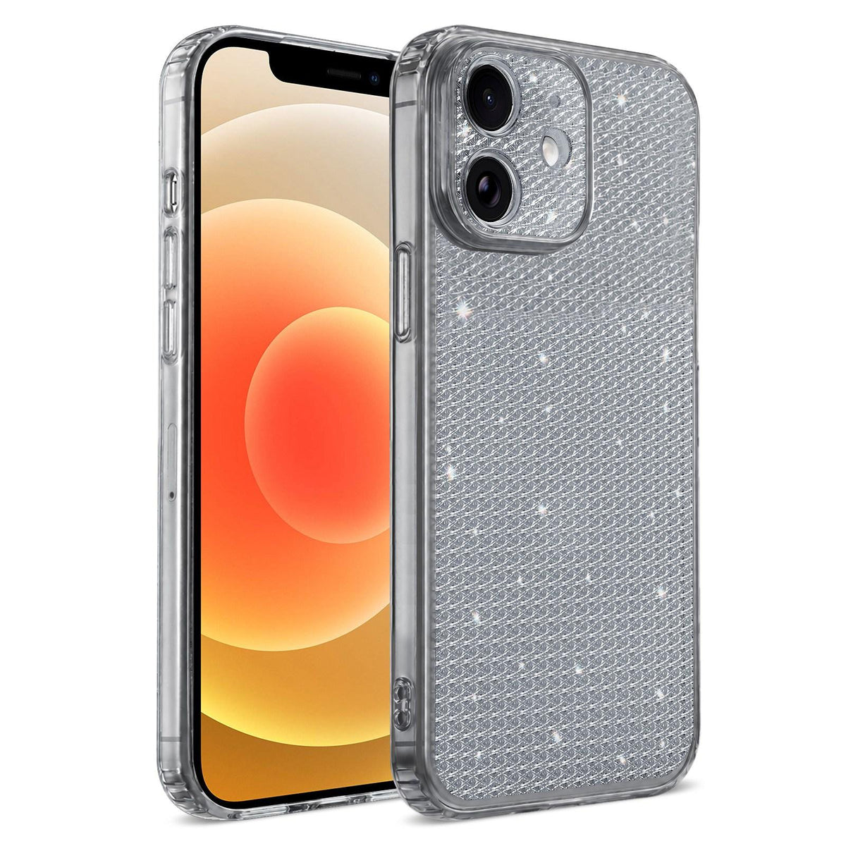For iPhone 12 Sparkling Diamond Glitter Airbag Phone Case - Black - EDA009883719D