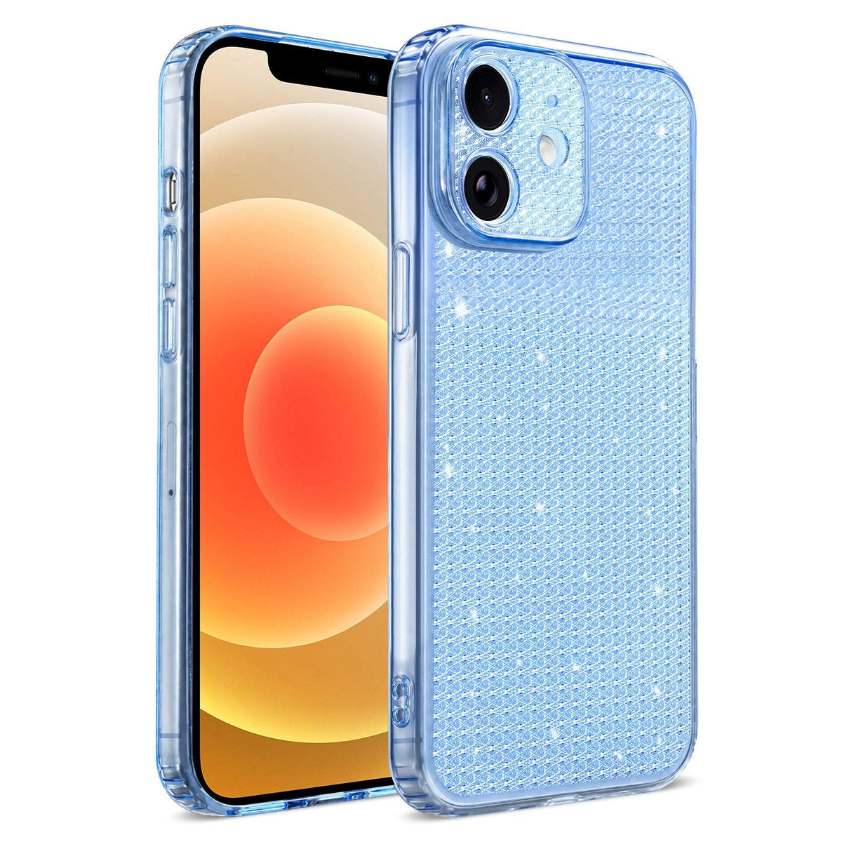 For iPhone 12 Sparkling Diamond Glitter Airbag Phone Case - Blue - EDA009883719E