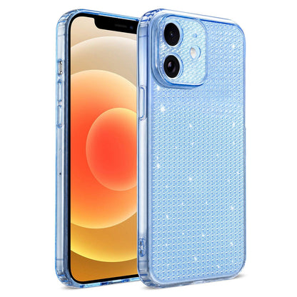 For iPhone 12 Sparkling Diamond Glitter Airbag Phone Case - Blue - EDA009883719E